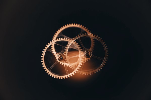 Meshed brass gears